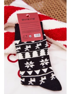 Pánské Vánoční Pestrobarevné Ponožky S Sobem Černé