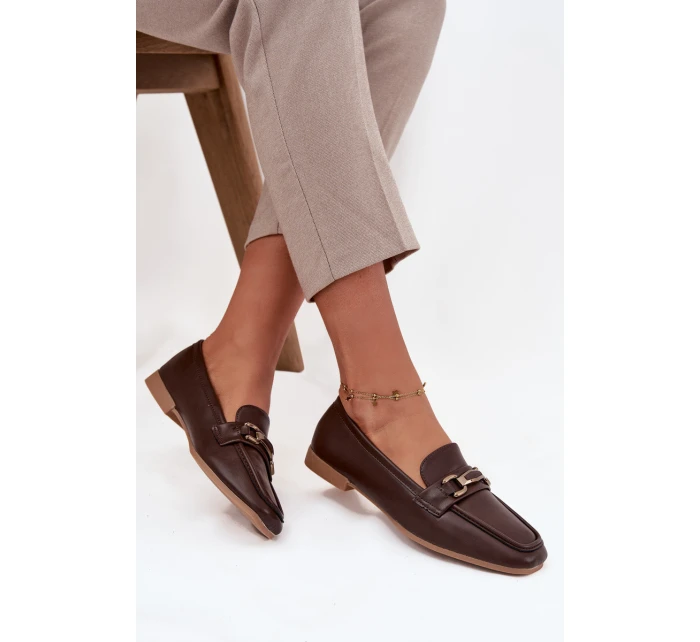 Dámské loafers polobotky s ozdobou Priscelle – hnědé