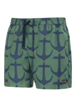 Pánské plavkové kraťasy Happy Self SM29-19 zelená/ kotva-vzor - Self