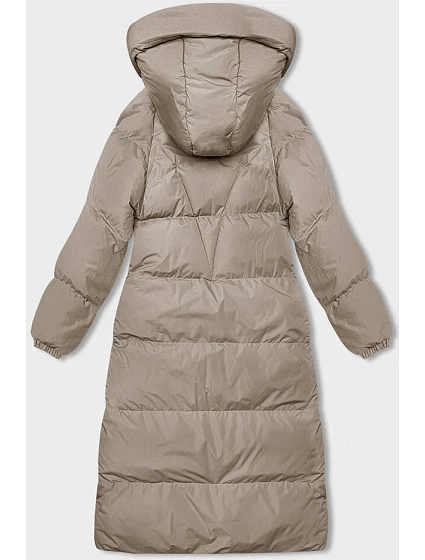 Světle béžová dlouhá hrubší dámská bunda s kapucí model 21246162 - J.STYLE Světle béžová dlouhá hrubší dámská bunda s kapucí model 21246162 - J.STYLE