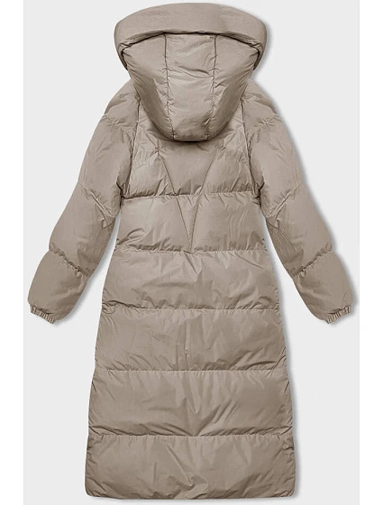 Světle béžová dlouhá hrubší dámská bunda s kapucí model 21246162 - J.STYLE