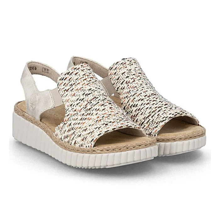 Sandały damskie na beżowe model 22087140 - Rieker Sandały damskie na beżowe model 22087140 - Rieker