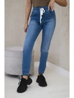 Džínové kalhoty s žebrovaným lemem