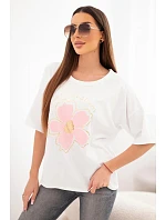 Dámská bavlněná oversize halenka s květinovým potiskem bílá