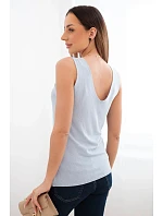 Dámská viskózová halenka bez rukávů s výstřihem do V modrá