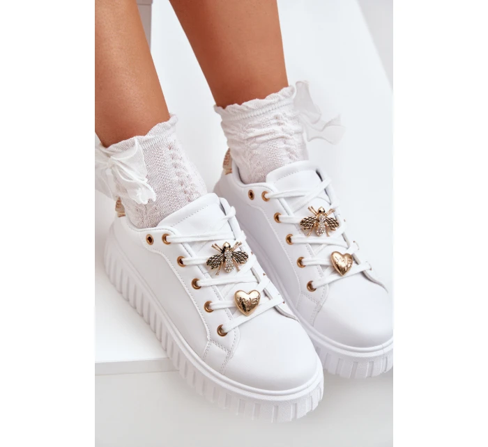 Dámské tenisky s ozdobami bílé model 21683081 - EVENTO Dámské tenisky s ozdobami bílé model 21683081 - EVENTO