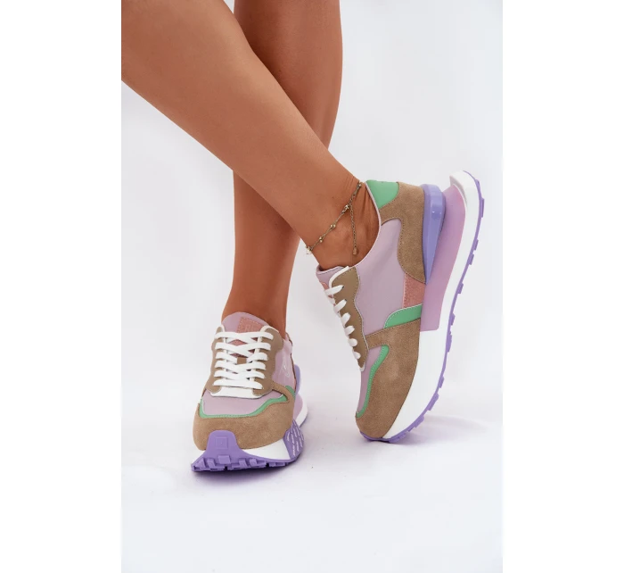 Semišové Dámské Tenisky Na Platformě Big Star RR274815 HI-POLY SYSTEM Růžové