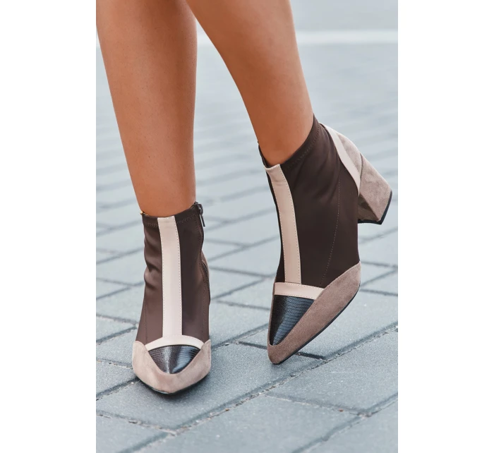 Dámské kotníkové boty na masivním podpatku na zip hnědé model 21709971 - Boto Dámské kotníkové boty na masivním podpatku na zip hnědé model 21709971 - Boto