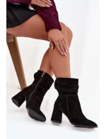 Kozačky z přírodního semiše vyhřívané na podpatku s Černé model 21718472 - Zazoo Kozačky z přírodního semiše vyhřívané na podpatku s Černé model 21718472 - Zazoo