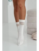 Dámské ponožky copánek s pruhy – ecru Dámské ponožky copánek s pruhy – ecru