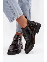 Lakované kožené dámské botky D&A – černé Lakované kožené dámské botky D&A – černé