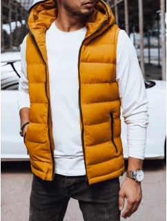 Pánská prošívaná vesta s kapucí žlutá FashionStreet TX4752