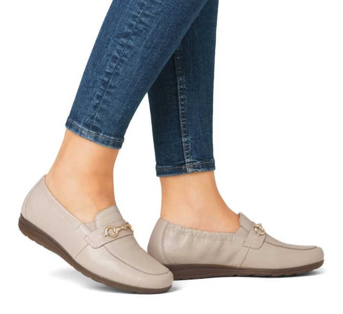 Dámské pohodlné kožené mokasíny béžové model 21906746 - Rieker