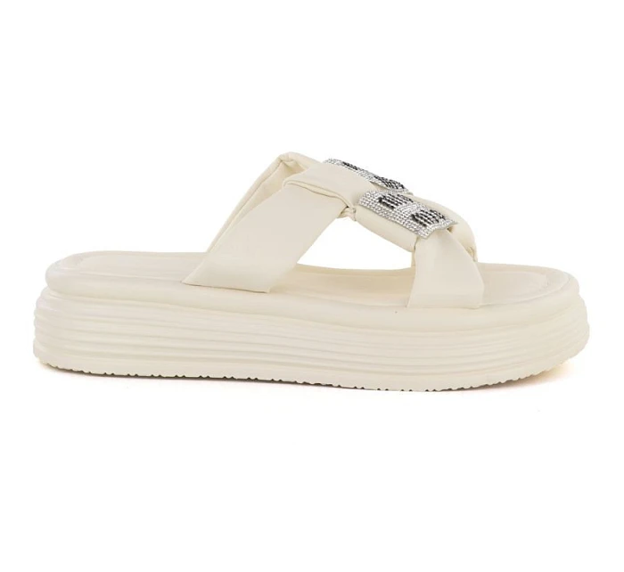 Dámské žabky na platformě se zirkony béžové Potocki 16347