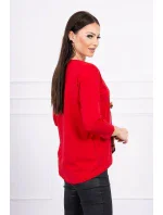 Halenka s grafickou a barevnou 3D mašlí červená Halenka s grafickou a barevnou 3D mašlí červená