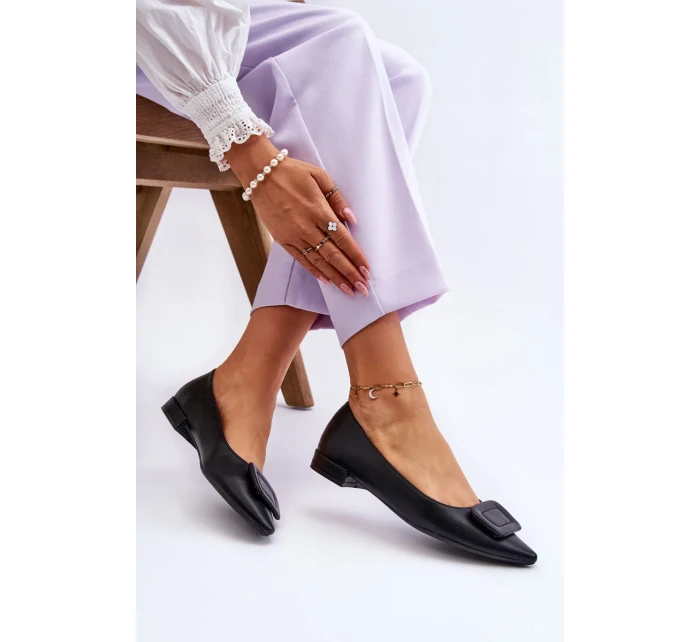 Klasické baleríny s zdobením černe Rivea Klasické baleríny s zdobením černe Rivea