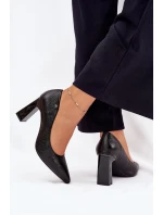Dámské lodičky na širokém podpatku Vinceza – černé