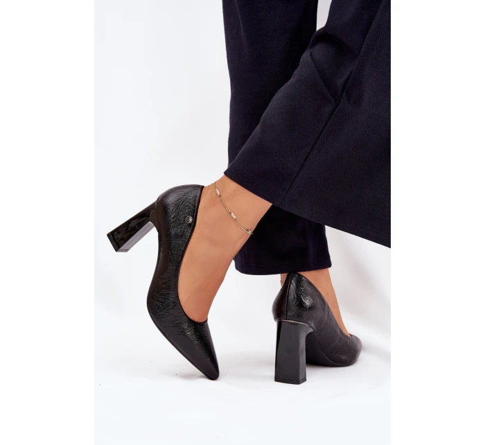 Dámské lodičky na širokém podpatku Vinceza – černé