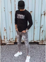 Pánská mikina s potiskem černá FashionStreet BX5359