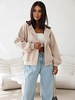 Dámská bomberová bunda s vlnou a kapucí, béžová, FashionStreet TY5927