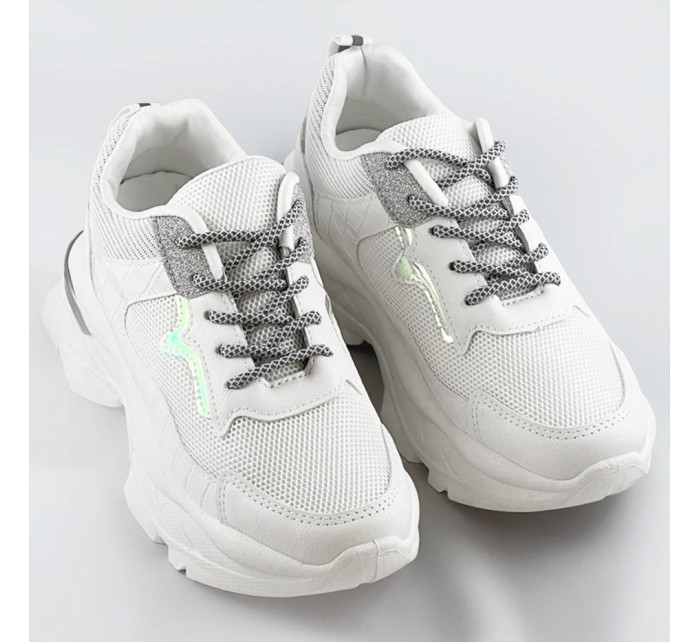 Bílé šněrovací dámské sportovní boty (LU-3)