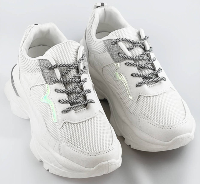 Bílé šněrovací dámské sportovní boty (LU-3)