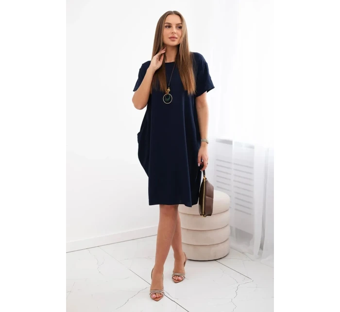 Šaty s kapsami a přívěskem námořnická modř Šaty s kapsami a přívěskem námořnická modř