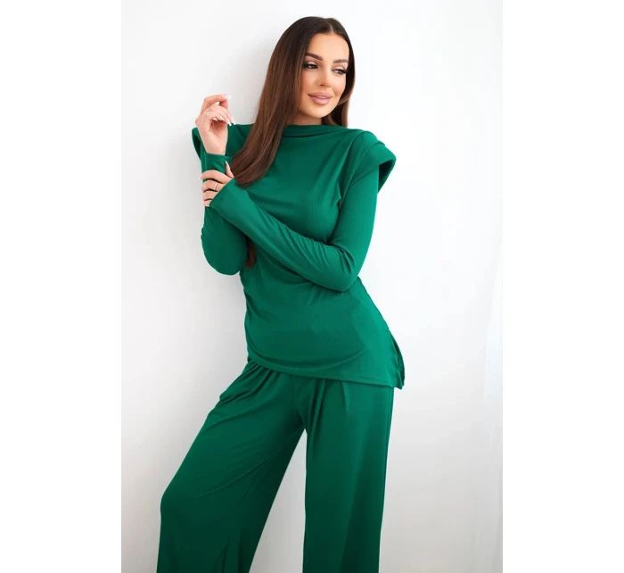 Dámský bavlněný komplet s a kalhotami střihu zelený model 21924485 - K-Fashion