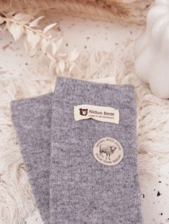 Teplé vlněné dámské ponožky s nášivkou šedé
