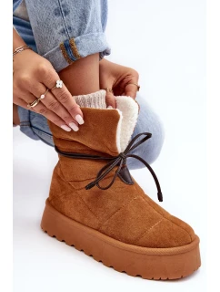 Platformové sněhule s ovčí kůží Camel Olimuka