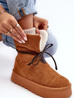 Platformové sněhule s ovčí kůží Camel Olimuka