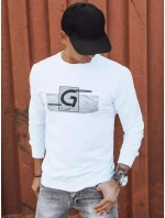 Pánská bílá mikina s potiskem FashionStreet BX5370