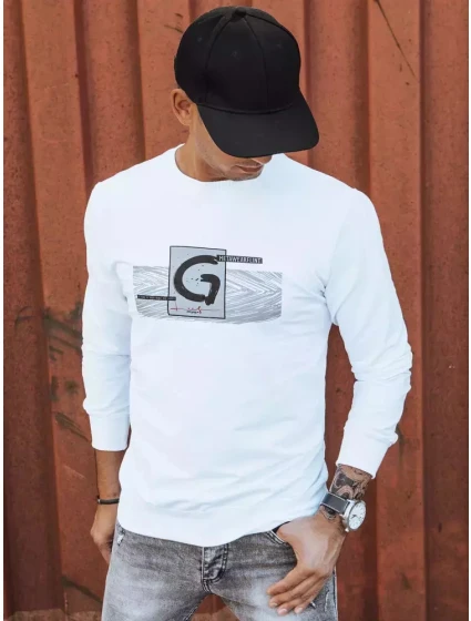 Pánská bílá mikina s potiskem FashionStreet BX5370