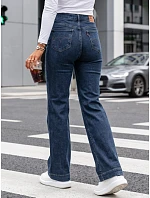 Jeansy damskie wide leg z wysokim stanem granatowe model 22319383 - FashionStreet Jeansy damskie wide leg z wysokim stanem granatowe model 22319383 - FashionStreet