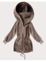 Přehoz přes oblečení typu alpaka ve velbloudí barvě s kapsami (W010#)