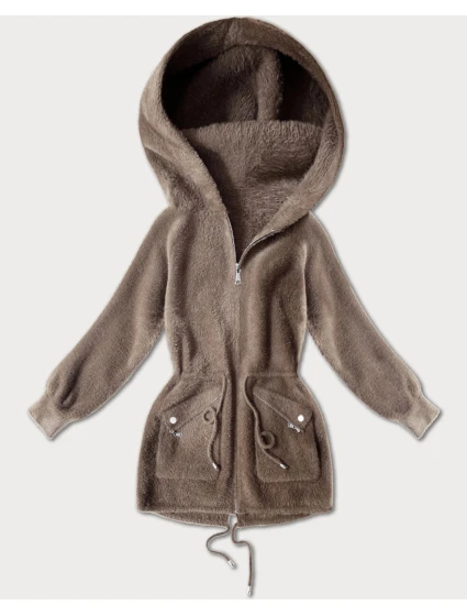 Přehoz přes oblečení typu alpaka ve velbloudí barvě s kapsami (W010#)