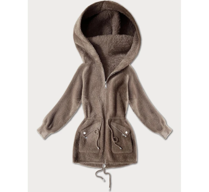 Přehoz přes oblečení typu alpaka ve velbloudí barvě s kapsami (W010#)