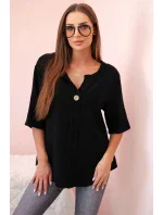 Dámská mušelínová košile s knoflíkem černá Dámská mušelínová košile s knoflíkem černá