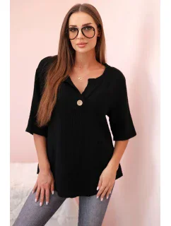 Dámská mušelínová košile s knoflíkem černá