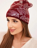 Dámská zimní čepice z vlny s dvojitým ohrnovacím lemem K426 oranžová