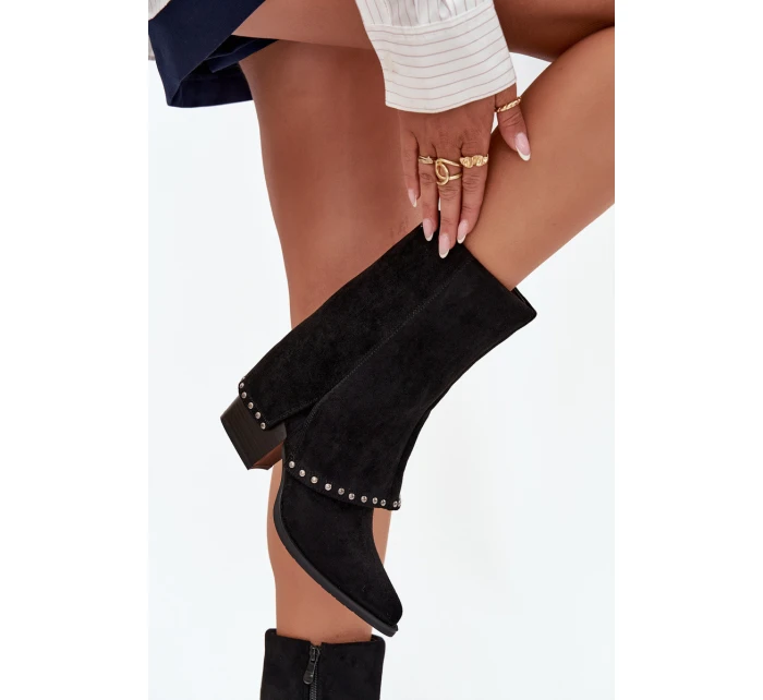 Dámské zimní kozačky s lemem  Černé model 21708525 - VINCEZA