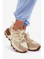 Kožené semišové dámské tenisky model 22095140 Béžové - Goe