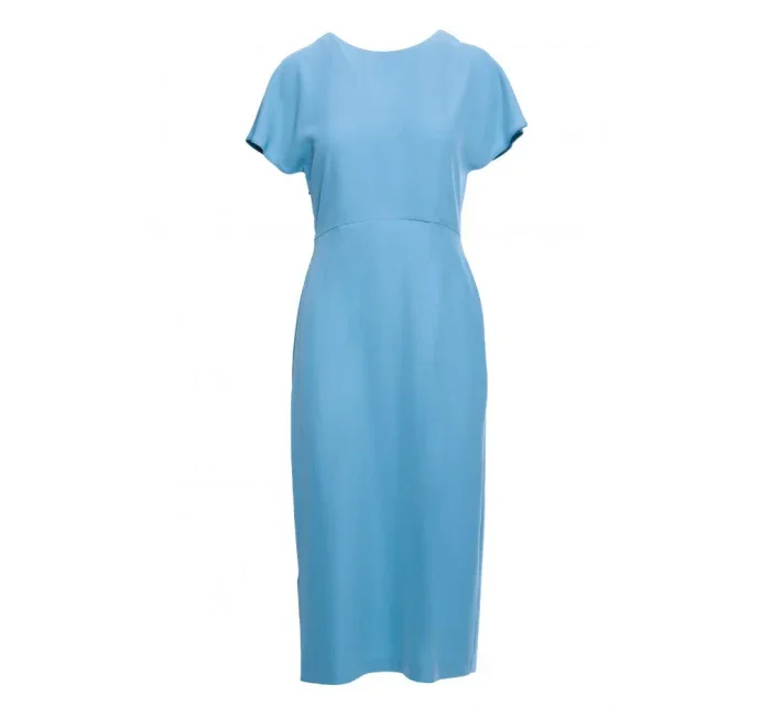 S398 Tužkové šaty s rozparkem na boku - nebesky modré