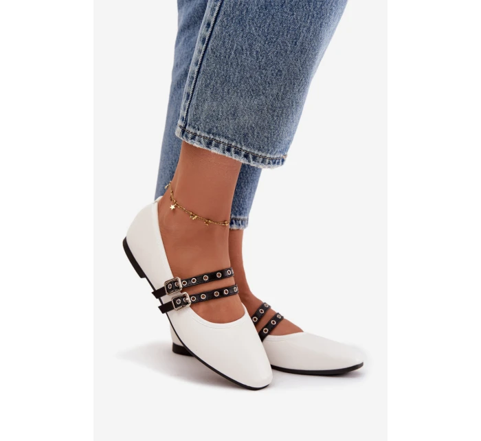 Dámské baleríny s pásky Deliora – bílé