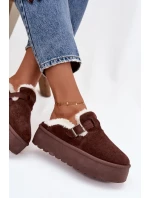 Dámské sněhule Jessina na platformě s kožešinou a sponou – čokoládové Dámské sněhule Jessina na platformě s kožešinou a sponou – čokoládové