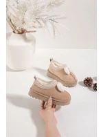 Dětské sněhule s výšivkou a mašličkou Daven – béžové Dětské sněhule s výšivkou a mašličkou Daven – béžové