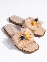 Výborné dámské nazouváky hnědé na plochém podpatku Výborné dámské nazouváky hnědé na plochém podpatku