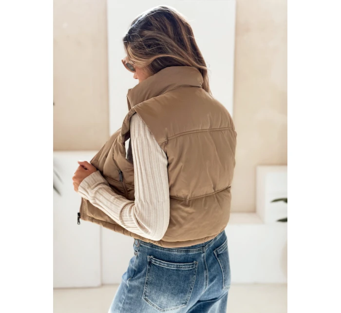 Dámská prošívaná tmavě béžová vesta FashionStreet TY5196