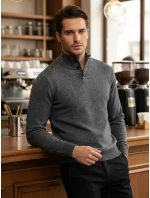 Pánský svetr se stojáčkem světle šedý Dstreet model 21995596 - FashionStreet