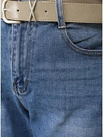 Jeansy damskie niebieskie z paskiem model 22102013 - FashionStreet